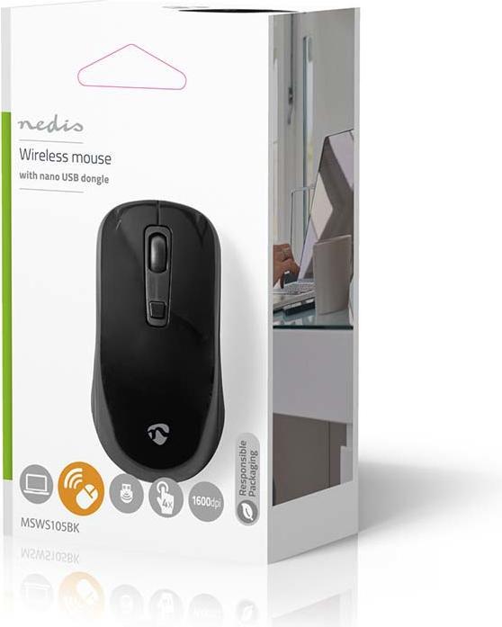 Produktbild Nedis Mouse Drahtlos 800 / 1200 / 1600 DPI Einstellbar DPI Anzahl Knöpfe: 4 Beidhändig (Kabellos)