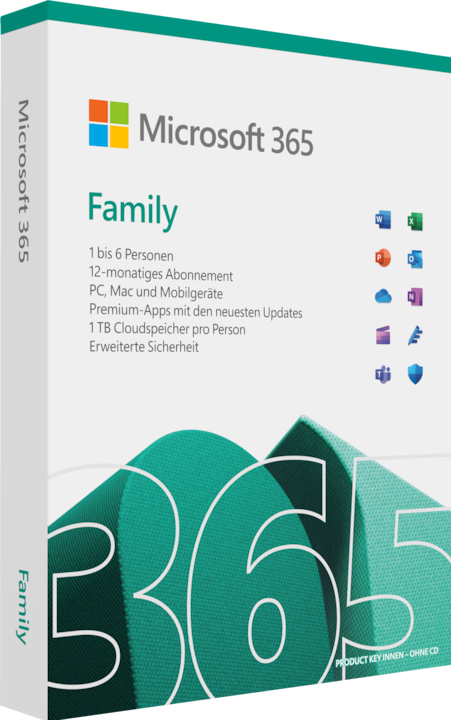 Actual product image Microsoft 365 Family (German) (6 User, 12 months)