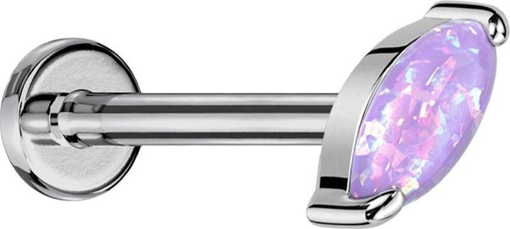 Actual product image Star Piercing Micro labret internal thread silver Oval opal violet (without brass, Titanium)