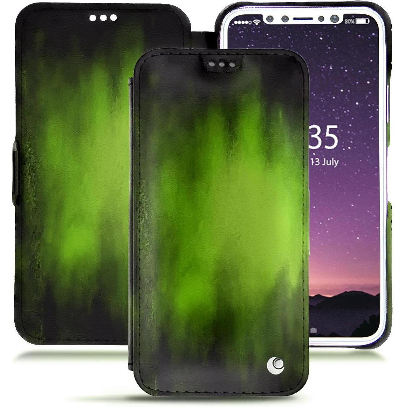 Thumbnail - Noreve Lederschutzhülle horizontal (Apple iPhone XS), Smartphone Hülle, Grün