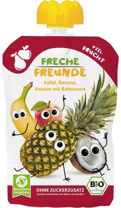 Immagine prodotto Freche Freunde Buste da spremere di mela, banana, ananas e cocco 6x 100 g (600 g)