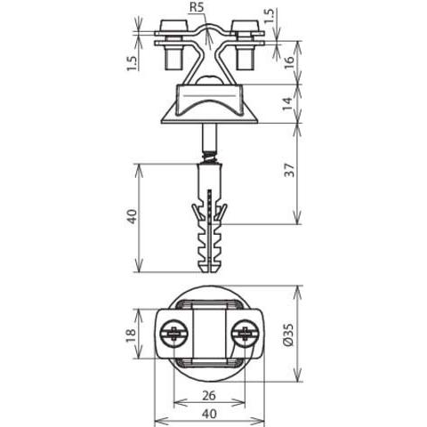 Thumbnail - Dehn, Überspannungsschutz, Leitungshalter NIRO 274160 f. Rd. 8-10mm m. Holzschraube u. K-Dübe