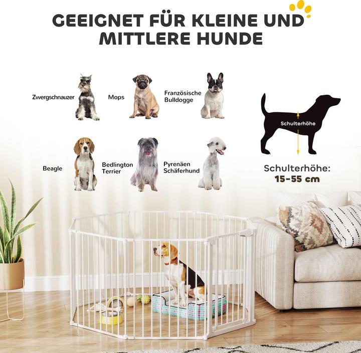 Immagine prodotto PawHut Welpenauslauf Kohlenstoffstahl, Kunststoff Weiss