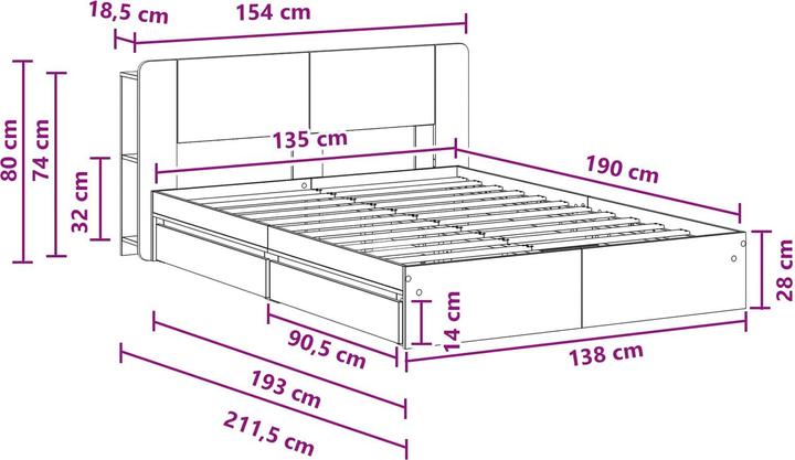 Produktbild vidaXL Bettrahmen (135 x 190 cm)