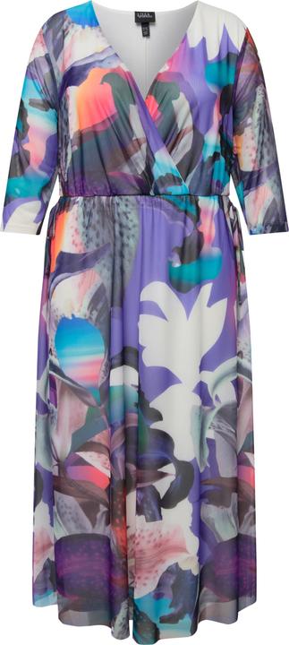 Produktbild Ulla Popken Meshkleid, Blüten, Wickeloptik, V-Ausschnitt, 3/4-Arm (46, 48)