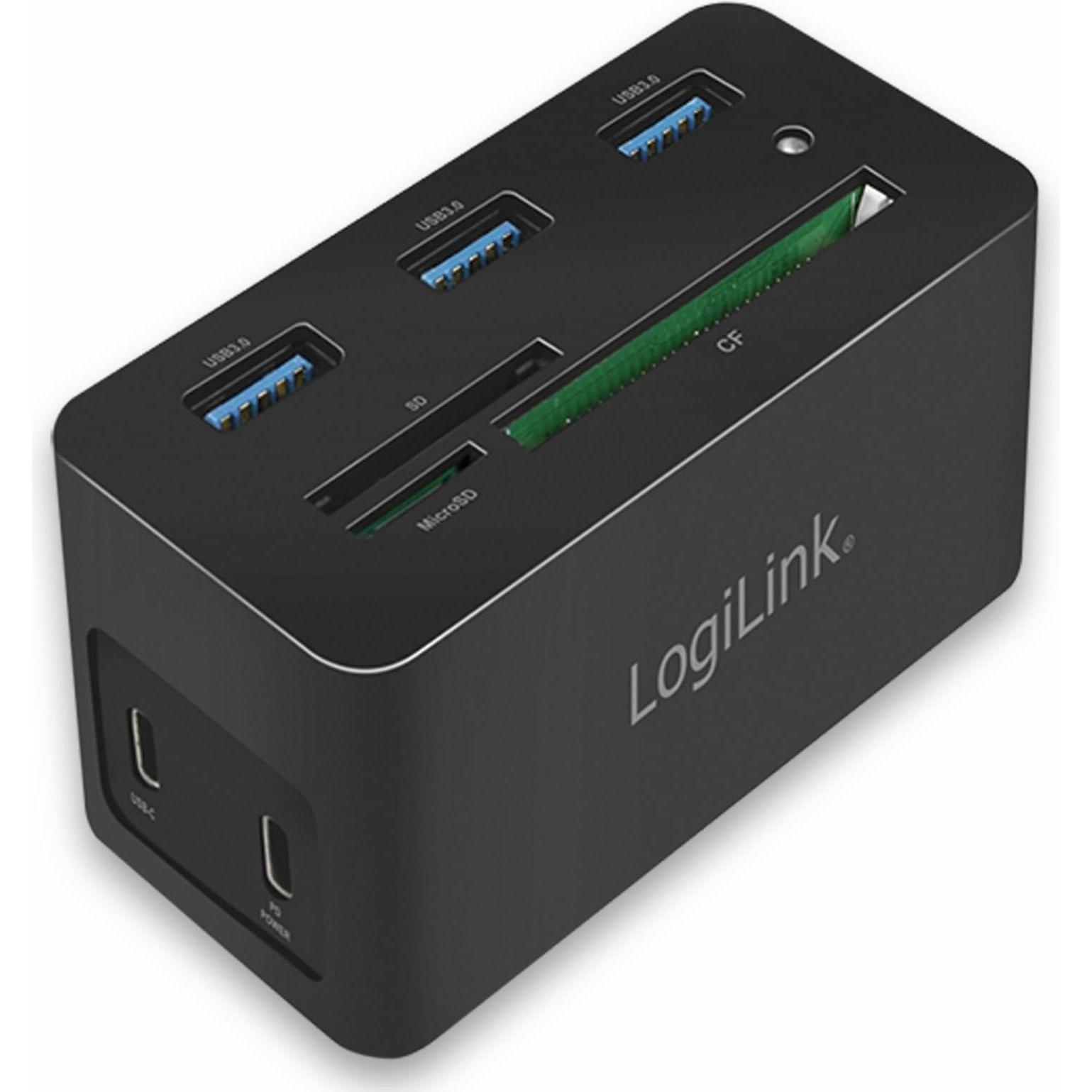 LogiLink UA0370 (USB-C, 3 Ports), Dockingstation + USB Hub, Schwarz