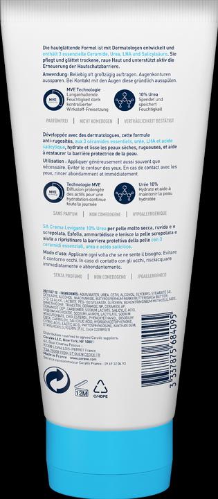 Produktbild CeraVe SA Urea Glättende Feuchtigkeitscreme bei trockener, rauer und unebener Haut am Körper (Körpercreme, 177 ml)