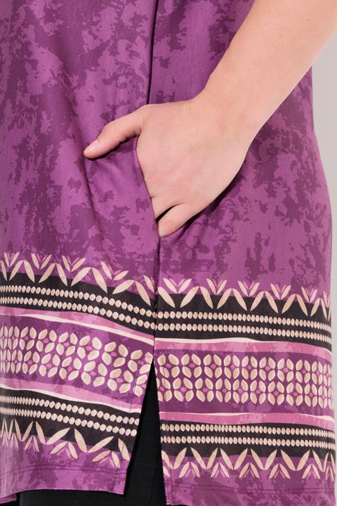 Actual product image Ulla Popken Border Print Stretch Knit Pocket Tunic (46, 48)