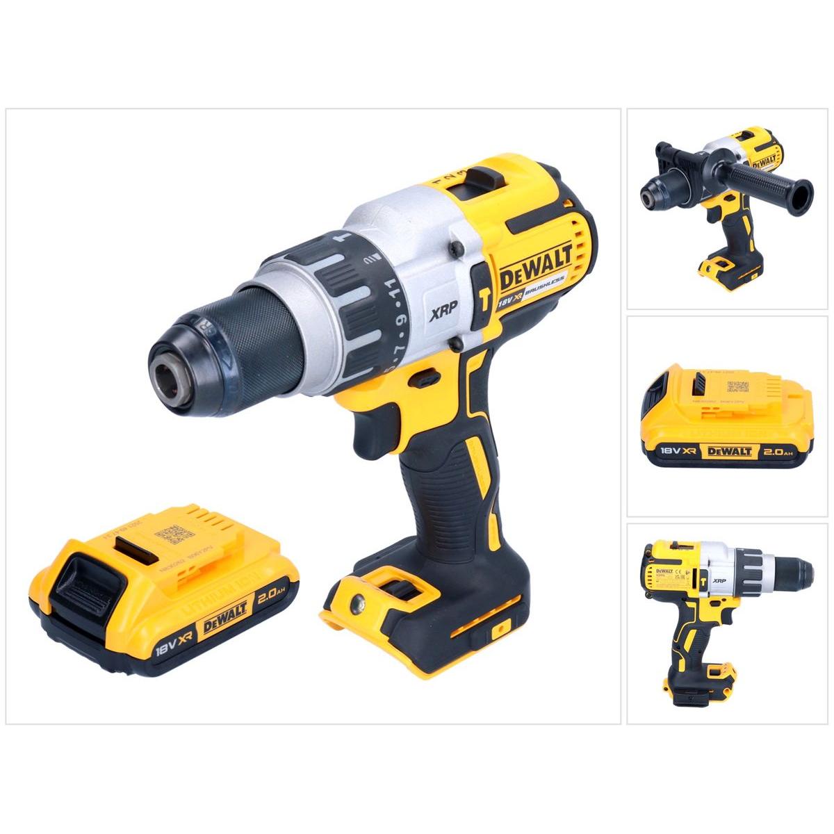 DeWalt, Bohrmaschine + Akkuschrauber, DCD 996 N Akku Schlagbohrschrauber 18 V 95 Nm Brushless + 1x Akku 2,0 Ah - ohne La...