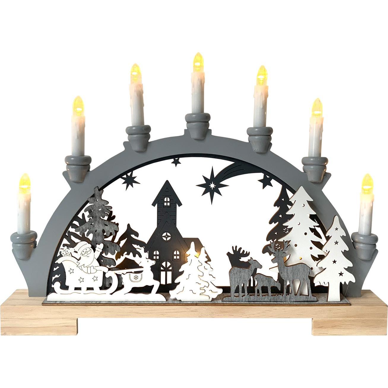 HTI-Living, Weihnachtsbeleuchtung, Leuchtbogen Weihnachtsschlitten Grau