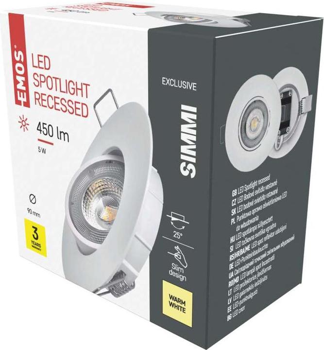 Actual product image Emos LED ceiling spot Exclusive white, round, 5W warm white (450 lm)