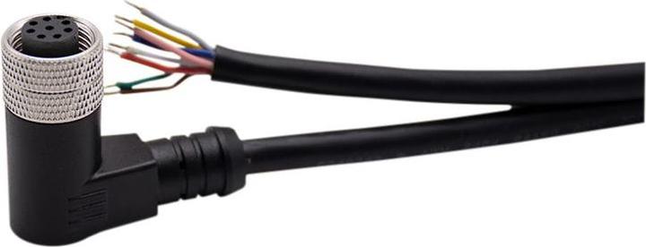 Image du produit RND Electronics Connecteur M12, 5 m, Angle droit, Connecteur femelle, 8 broches, Codage A, Soudé