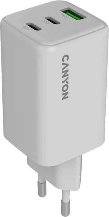 Canyon Charger CU65ACC GaN 65W PD, 3-port (USB-A/USB-C) WH retail (65 W, 3 ports)
