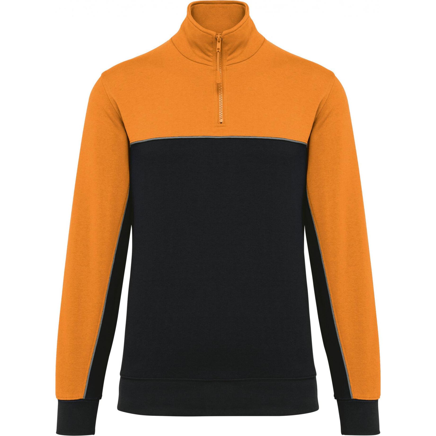 Kariban, Pullover, Sweatshirt umweltfreundlicher Reissverschlusskragen, Schwarz, Orange, (S)