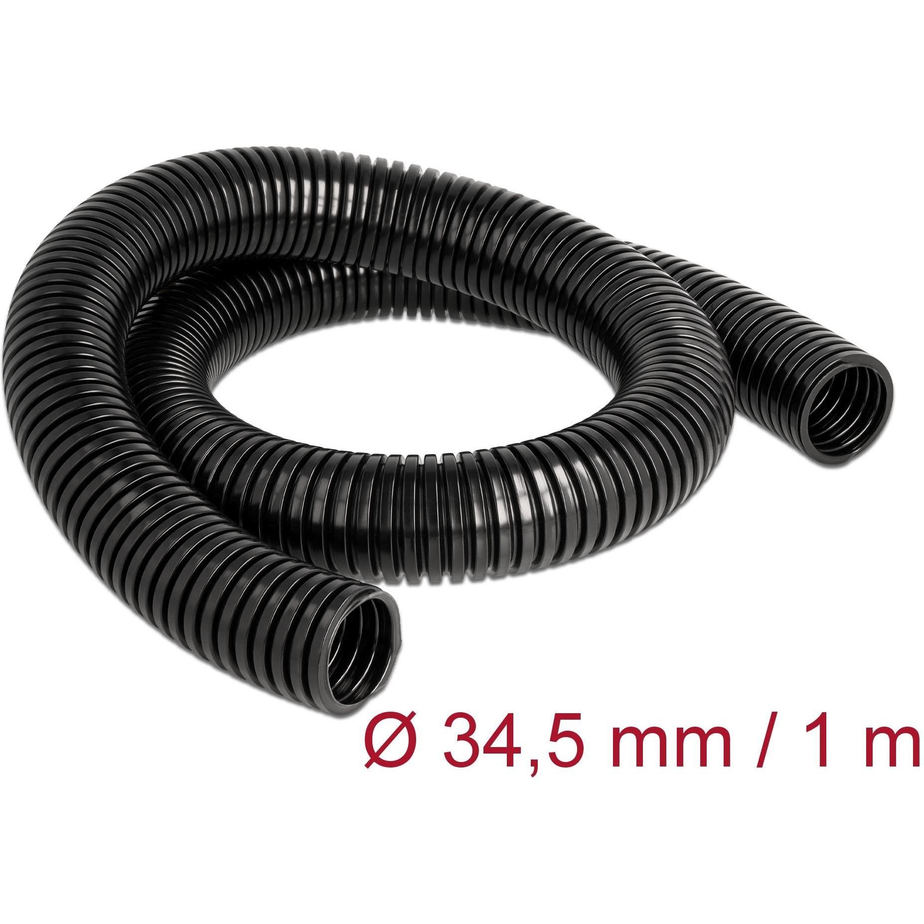 Delock, Kabelschutz + Kabelführung, Kabelschutzschlauch 1 m x 34,5 mm schwarz (Kabelschlauch, 1000 mm)