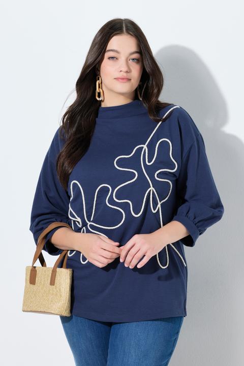 Produktbild Ulla Popken Sweatshirt, Kordel, Stehkragen, 3/4-Arm (46)