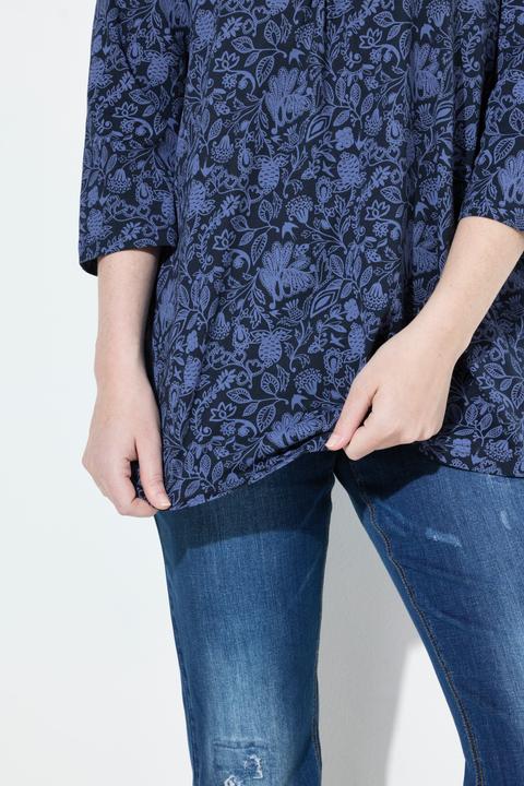 Produktbild Ulla Popken Shirt, Blüten, A-Linie, Rundhals, 3/4-Arm (42, 44)