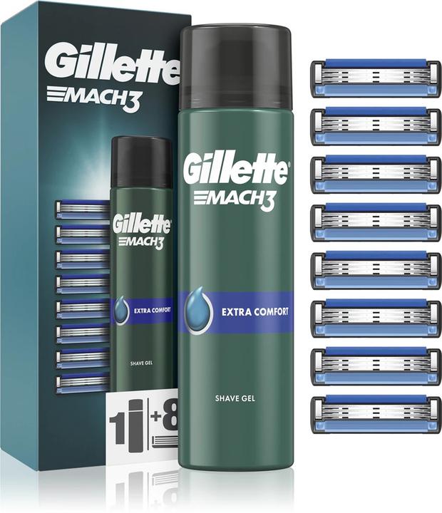 Actual product image Gillette Venus Gillette - Replacement heads Gillette Mach3 8 pcs + Extra Comfort shaving gel (Shave Gel) 200 ml