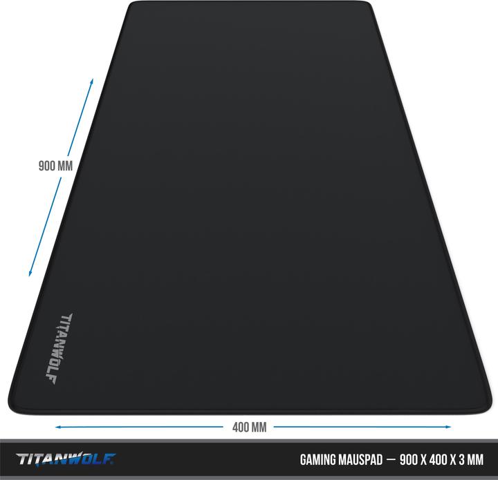 Produktbild Titanwolf Gaming Mauspad, 900 x 400mm XXL Mausmatte, verbessert Präzision & Geschwindigkeit, Schrift (XXL)
