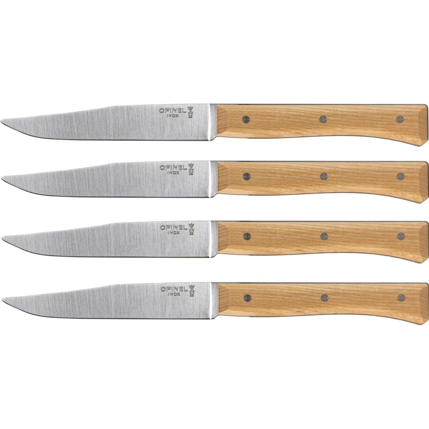Opinel Facette ash, smooth, Box of 4, Besteck, Braun