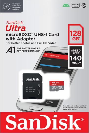 Produktbild SANDISK Ultra mit Adapter (128 GB, microSDXC, U1, UHS-I)