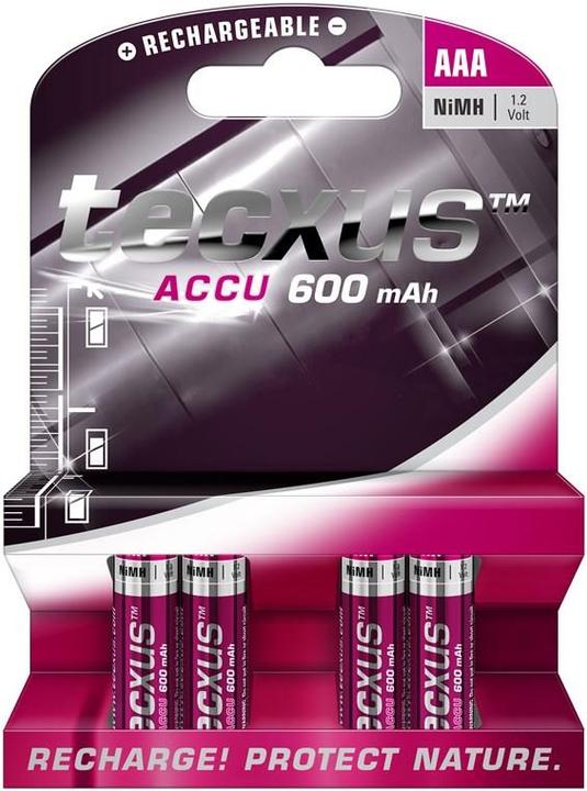 Image du produit Tecxus AAA (Micro)/HR03 - 600 mAh - Batterie nickel-métal hydrure (NiMH), 1,2 V (4 pcs, AAA, 600 mAh)