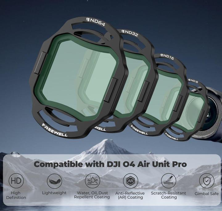 Actual product image Freewell ND Filters 4Pack ND8, ND16,ND32, ND64 (Drone filters, DJI Avata 2)