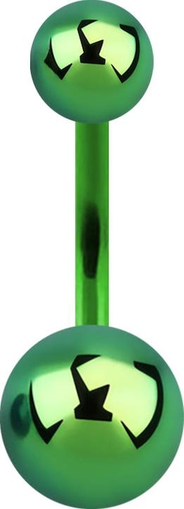 Actual product image Star Piercing Banana green with two balls (without brass, Titanium G23)