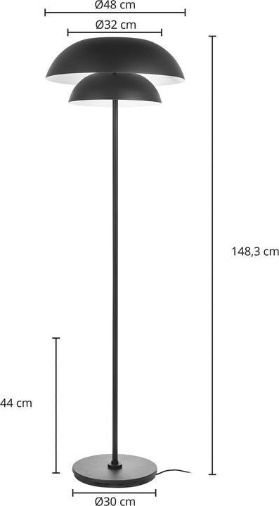 Image du produit Lucande Lampadaire Kellina en noir (E27)
