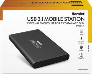 Immagine prodotto Hamlet Box esterno USB 3.1 Tyce-C per Hard Disk SATA 2,5 in alluminio (2.5")