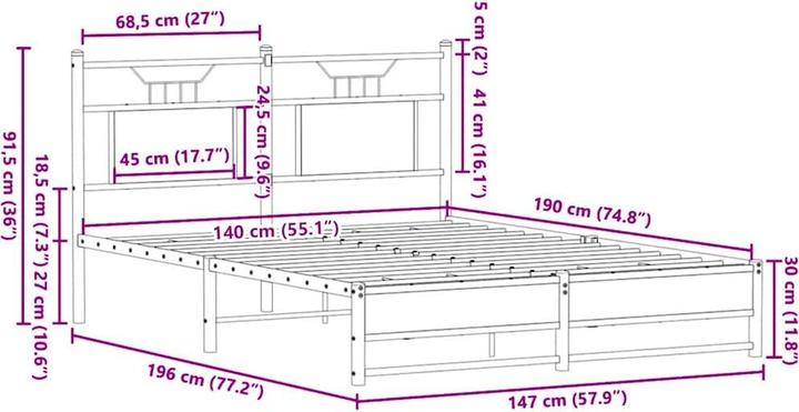 Image du produit vidaXL Bettgestell (140 x 190 cm)