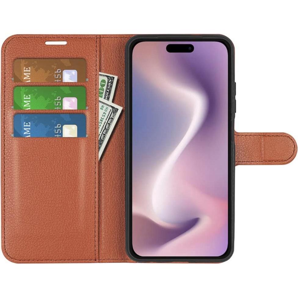 Thumbnail - Cover-Discount iPhone 16 Pro - Leder Etui Hülle (Apple iPhone 16 Pro), Smartphone Hülle, Braun