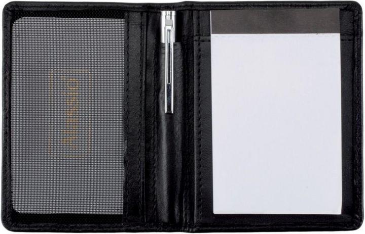 Produktbild Notizblock-Etui, aus Leder, schwarz inkl. Netzfach für Visitenkarten, Notizblock DIN A8 (Dokumenten- & Geldtasche)