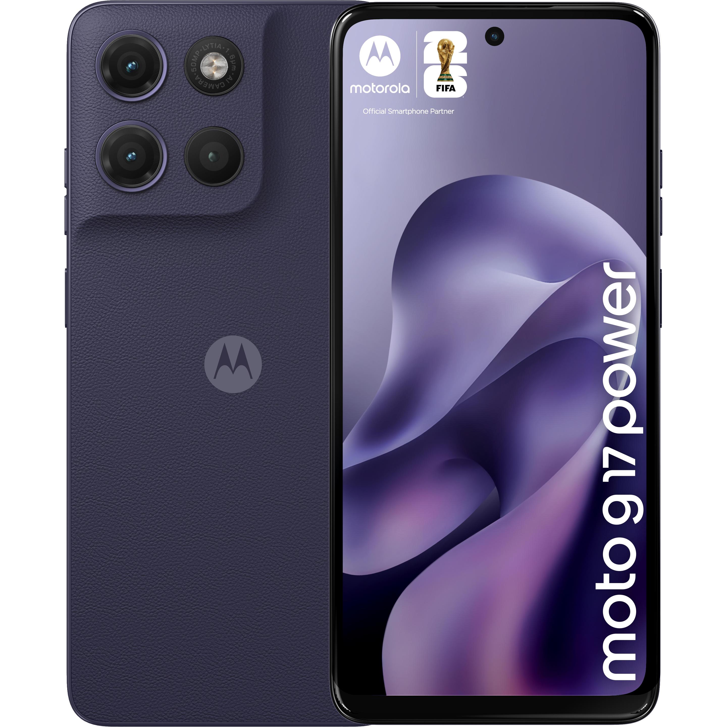 Motorola moto g17 power (256 GB, Paars, Pantone Avondblauw, 6.72", Hybride dubbele SIM), Smartphone, Blauw, Paars
