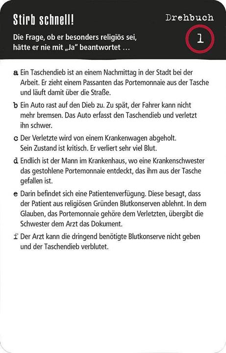 Nährwerte und Zutaten Black Stories Das mörderische Drehbuch (Deutsch)