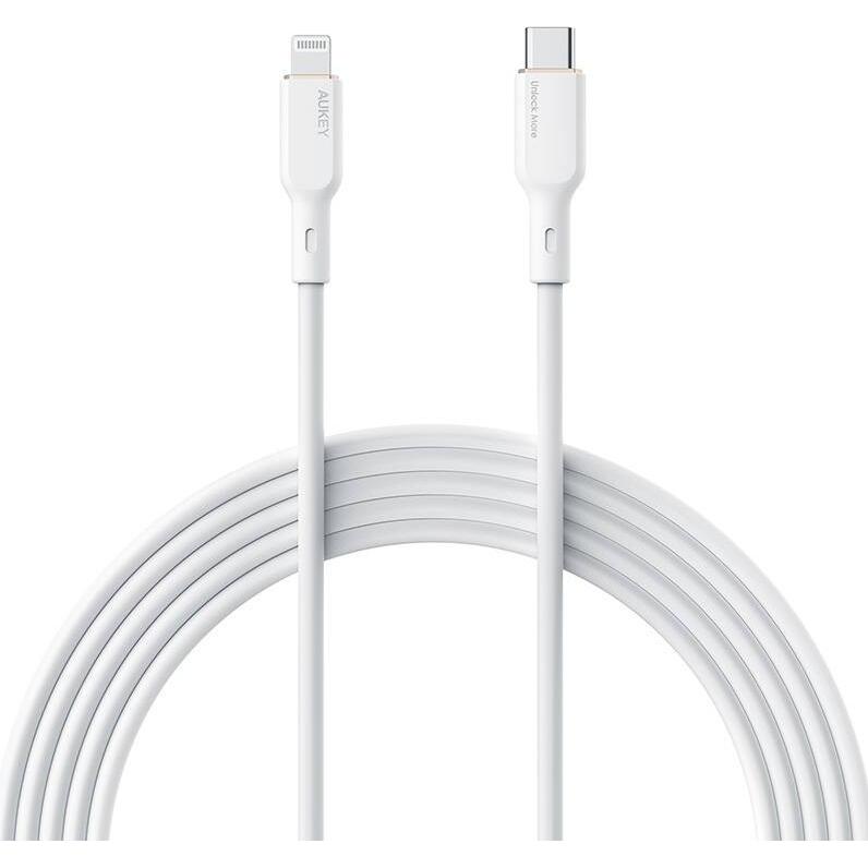 Aukey Cavo da USB-C a Lightning CB-SCL1, 27W, 1m (bianco) (1 m, USB 2.0, 27 W), Cavo USB