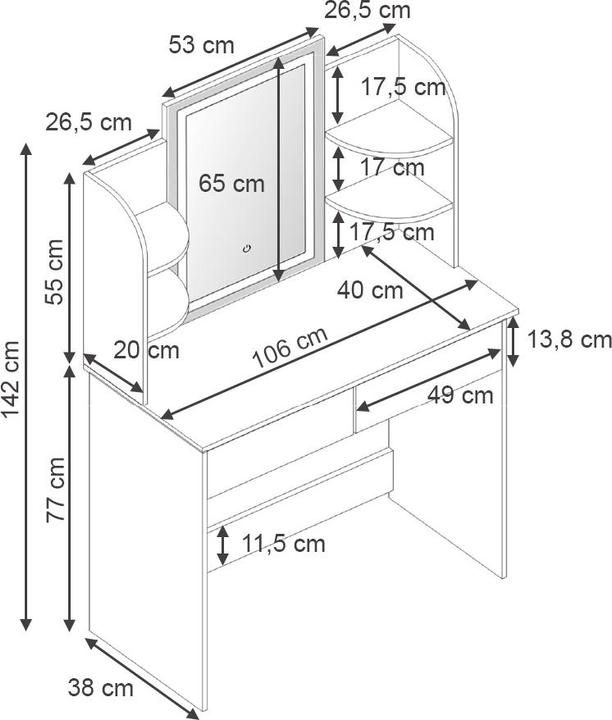 Image du produit Vicco Charlotte avec éclairage (108 x 40 x 142 cm)