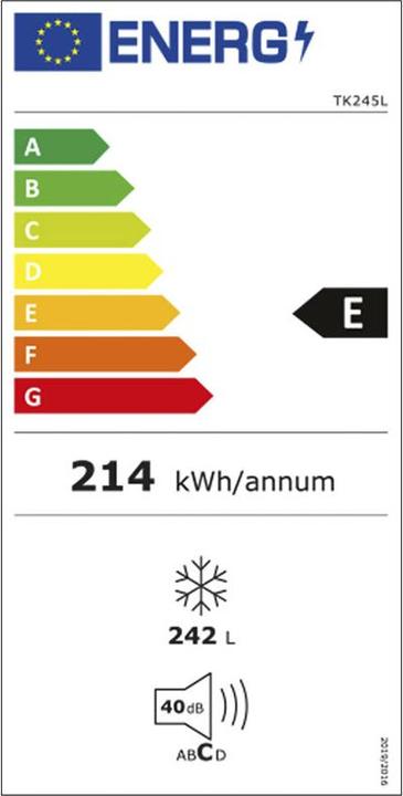 Etichetta energetica Kibernetik Congelatore FSP 242 litri (Struttura autonoma, 242 l)
