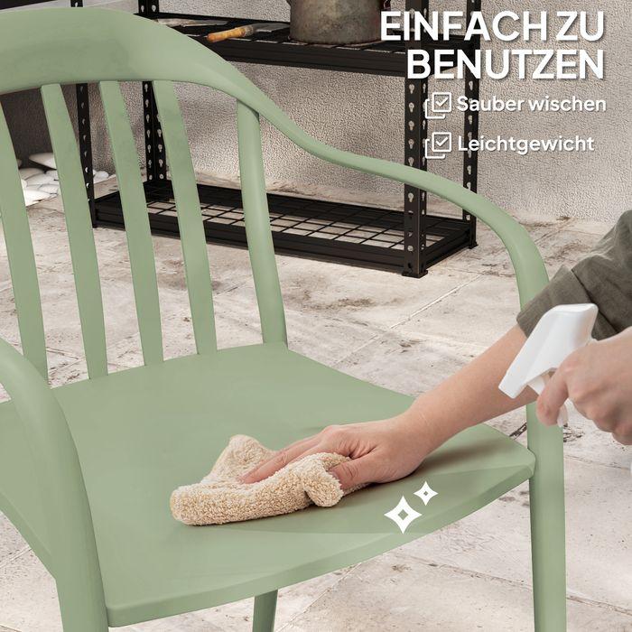 Immagine prodotto Swisshandel24 4er Set Gartenstuhl, Kunststoff, stapelbar, bis 120 kg, Grün