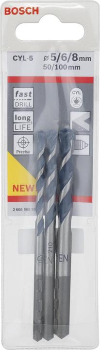 Produktbild Bosch Professional Zubehör 3-tlg. CYL-5 Betonbohrer-Set, 5/6/8 mm (5 Millimeter, 6 Millimeter, 8 Millimeter)