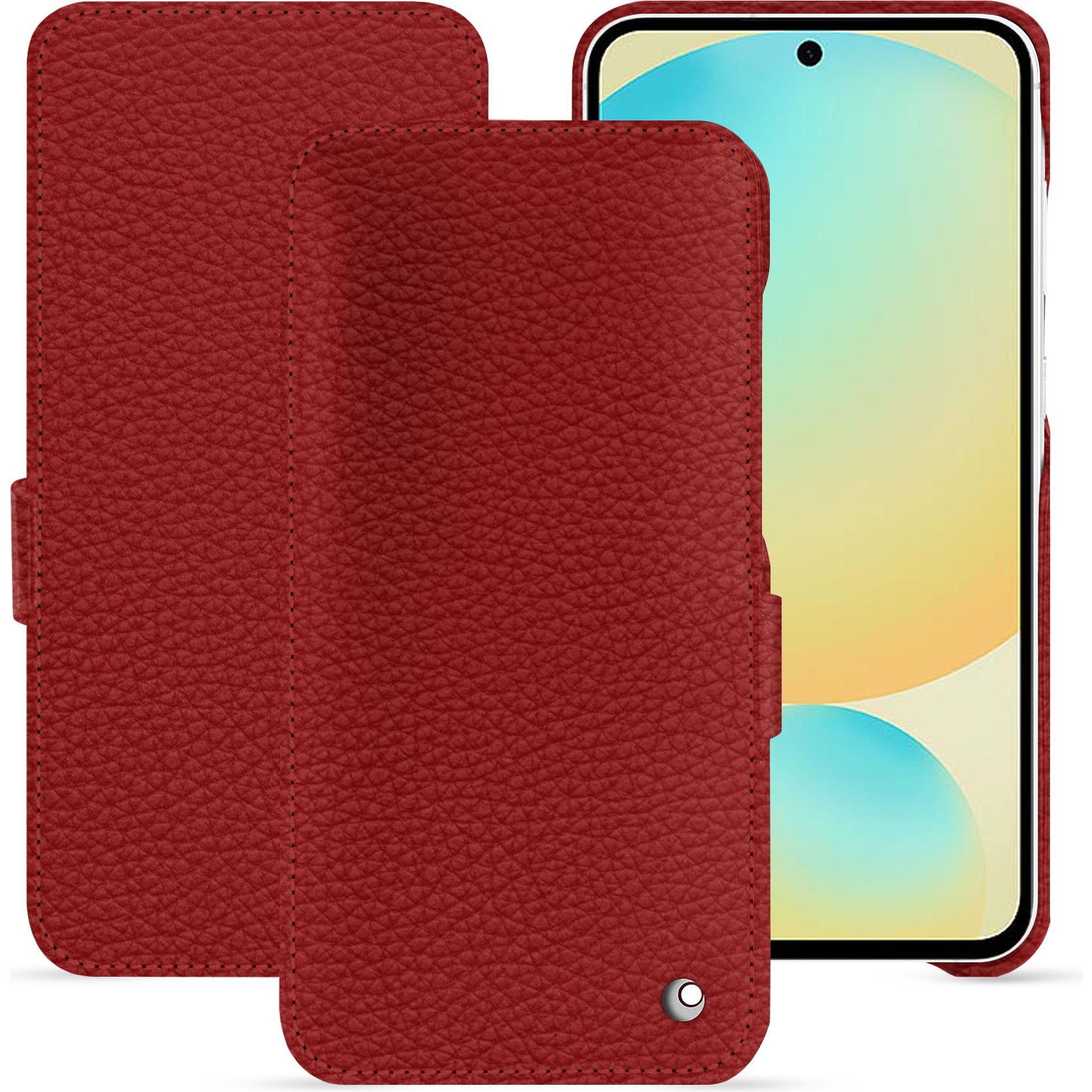 Noreve Lederschutzhülle horizontal (Samsung Galaxy S24 FE), Smartphone Hülle, Rot