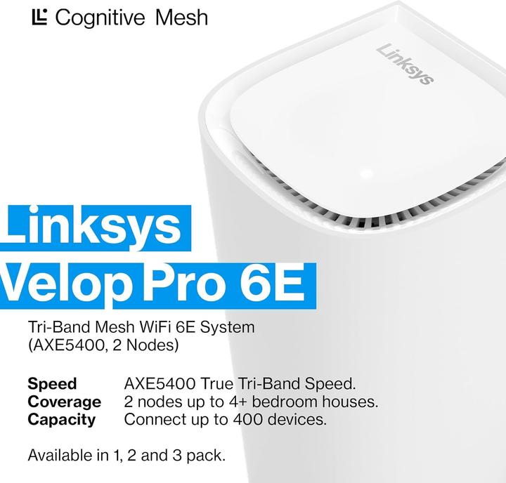 Immagine prodotto Linksys MX6202 Router WiFi Mesh Tri-Band