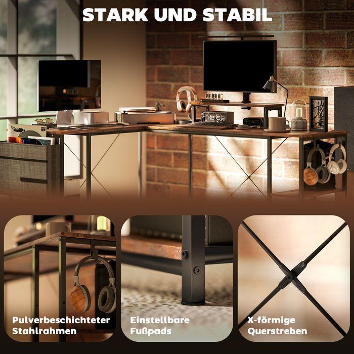 Produktbild Swisshandel24 L-förmiger Schreibtisch 168 x 120 cm Eckschreibtisch mit Ablagefächern (168 x 120 x 90 cm)
