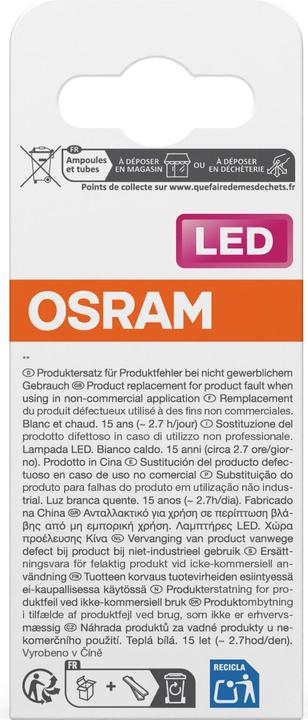 Image du produit Osram LED Leuchtmittel LED Retrofit CLASSIC P 1.8W 827 Frosted E27 Warm weiss 4099854467042 (E27, 250 lm, 6x)