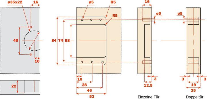 Actual product image Salice Conecta Scharnier, Holztür Titanium