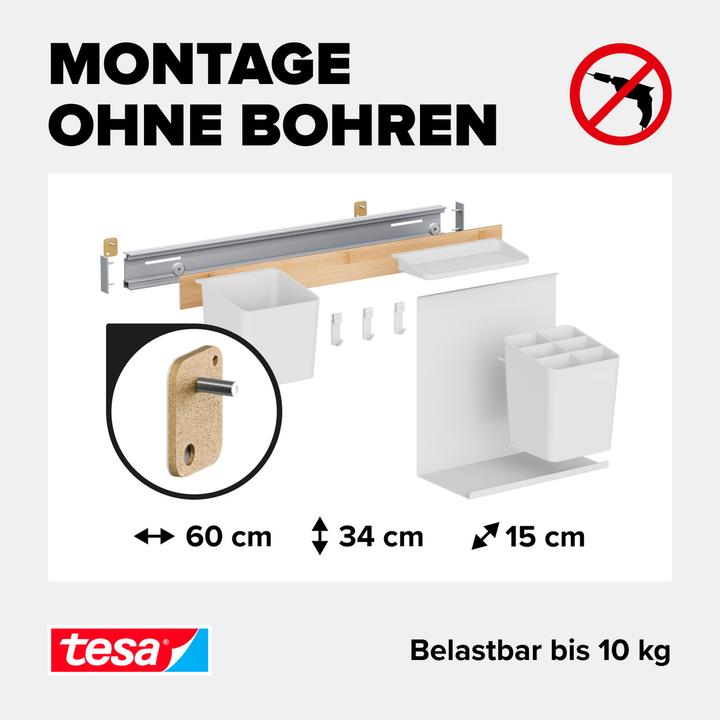 Image du produit tesa Organiseur de cuisine Combi-Set M à coller, montage sans perçage
