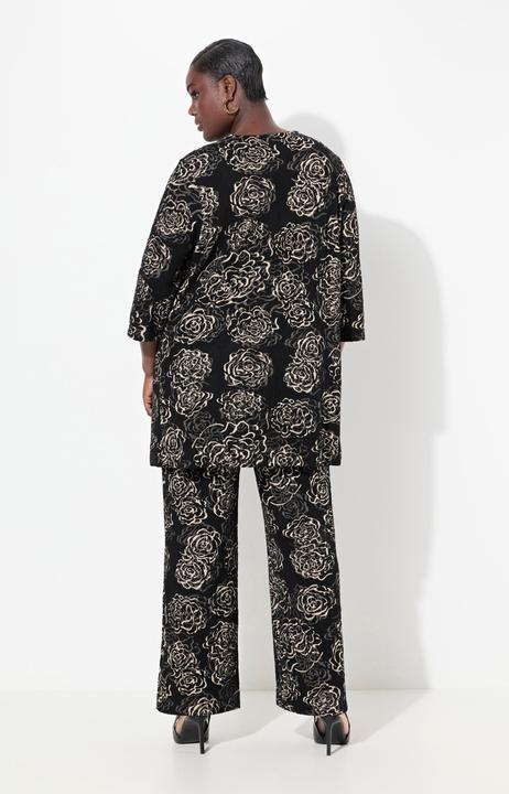 Immagine prodotto Ulla Popken Giacca dal taglio svasato con jacquard floreale, scollo a V e maniche a 3/4 (58)
