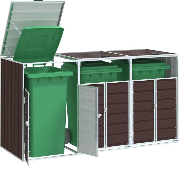 Image du produit vidaXL Abri pour poubelles 3 tonnes brun 216x81x115 cm acier
