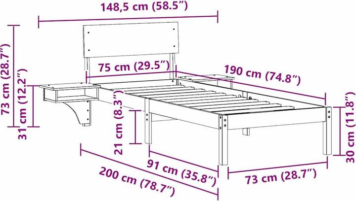 Produktbild vidaXL Bettgestell (140 x 200 cm)