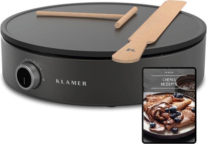 Actual product image KLAMER Crepes maker, large baking surface with 33cm Ø non-stick coated plate, 1500W